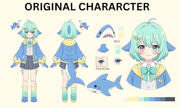 draw a detailed character reference sheet for your original character oc ych