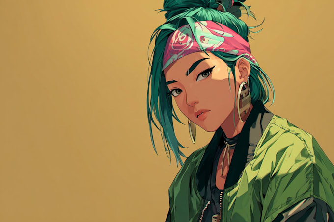 create cyberpunk illustration anime for poster music