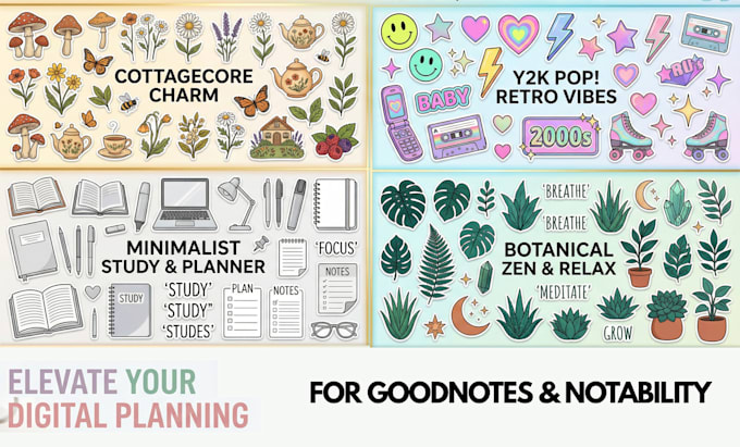 custom aesthetic digital stickers for goodnotes and small business