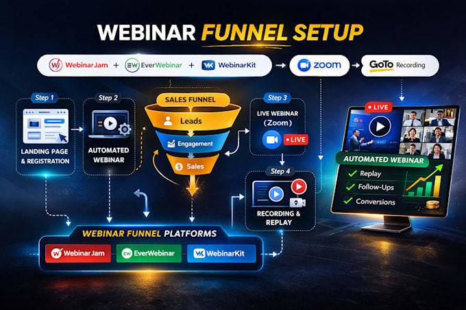 webinar funnel setup webinarjam everwebinar webinarkit zoom goto recording