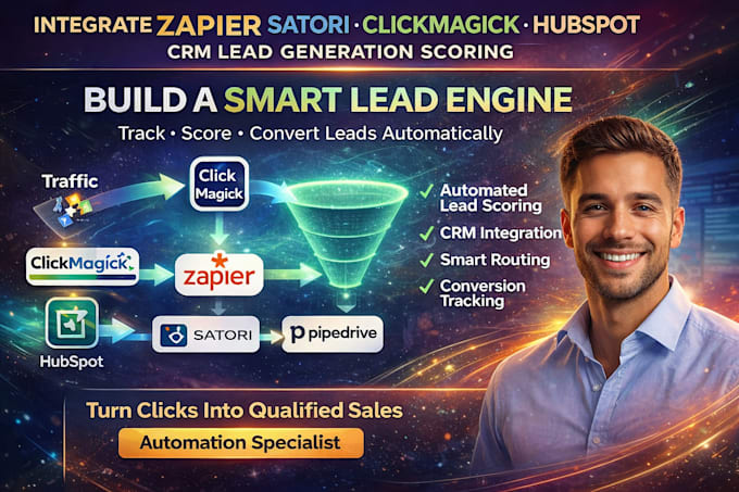 integrate zapier satori clickmagic hubspot pipedrive CRM lead generation scoring