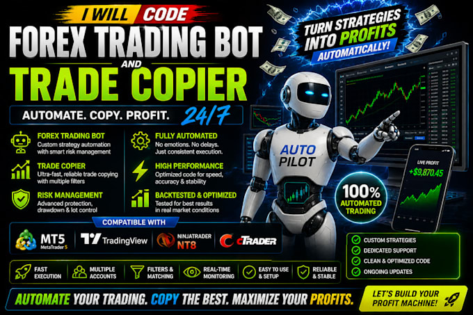 code forex trading bot, and trade copier for mt5 tradingview nt8 and cbot