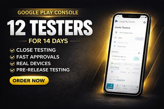 provide 12 testers 20 testers for android app google play store closed testing