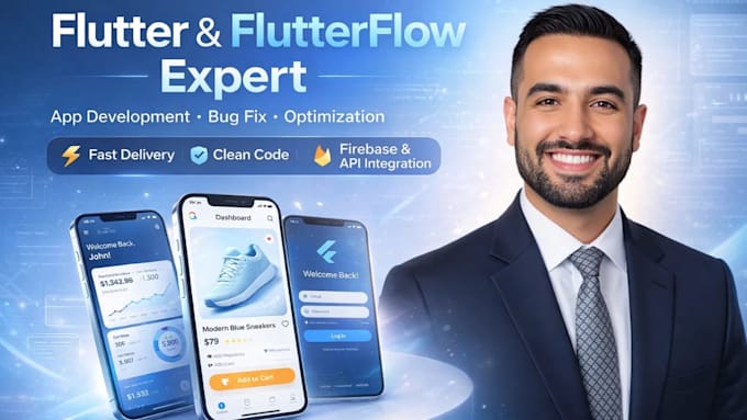 develop flutter app, flutterflow app, fix bugs and optimize performance