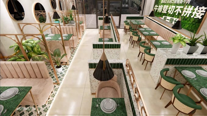 renovate fast food cafeteria, rooftop restaurant design, dining interior render