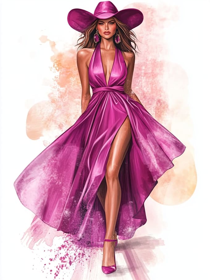 Draw a fashion illustration or sketch by Vincentowell | Fiverr
