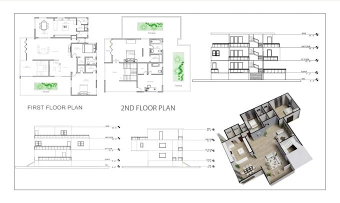do autocad 2d floor plan, 3d floor plan, architectural plan