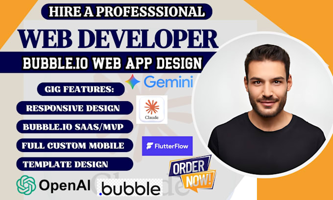 build ai web app saas full custom mobile bubble io mvp app developer ai chatbot