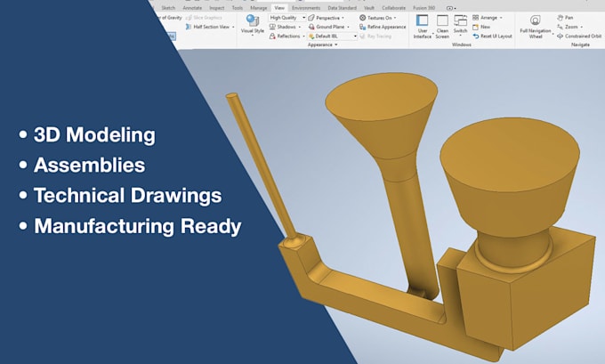 create professional cad designs parts, models or products in autodesk inventor