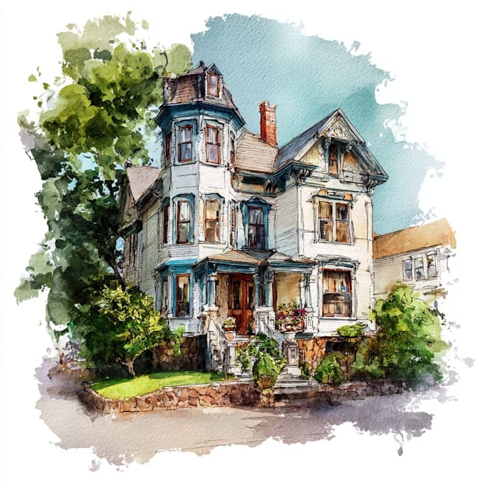 watercolor a house portrait