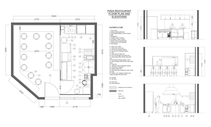 create floor plan of your restaurant, bar, office, any commercial space