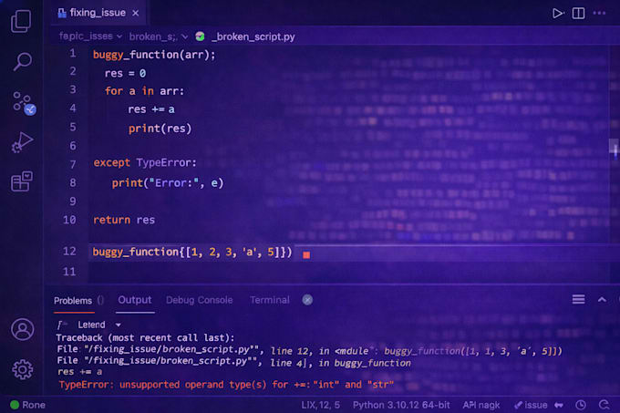 fix python bugs, debug python code, and improve your python script