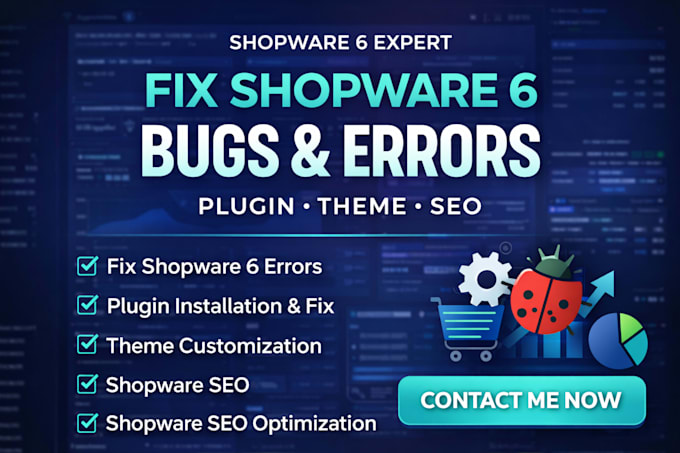 fix shopware 6 problems, shopware 6 plugin themes and bug fix, do shopware 6 seo