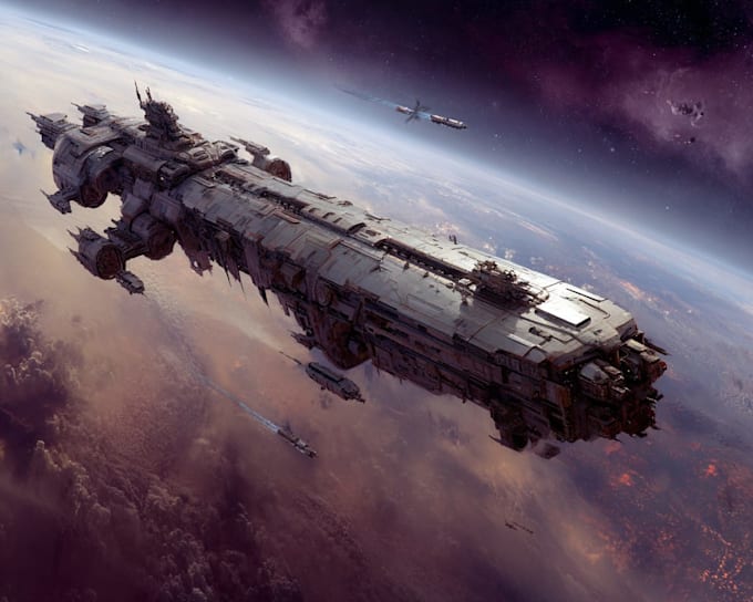 create sci fi spaceship art illustration for you