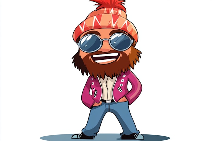 create flat funny cartoon character mascot