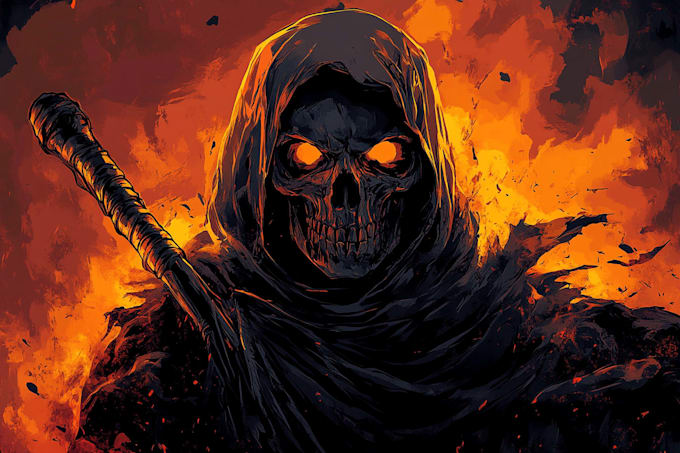 design custom halloween skeleton grim reaper logo