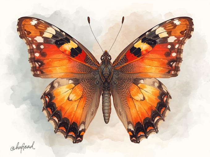 draw custom digital or watercolor butter flay illustrations