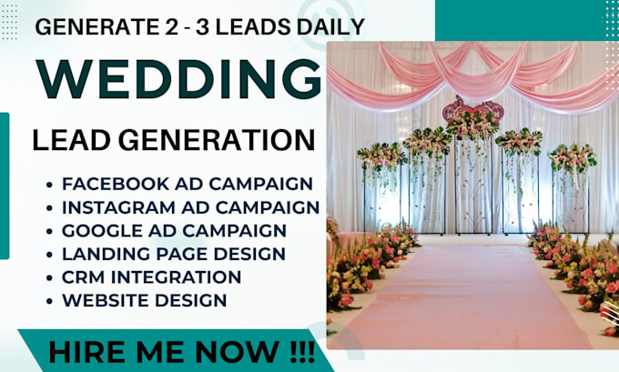 provide exclusive wedding leads, wedding facebook ads, google ads, video ads