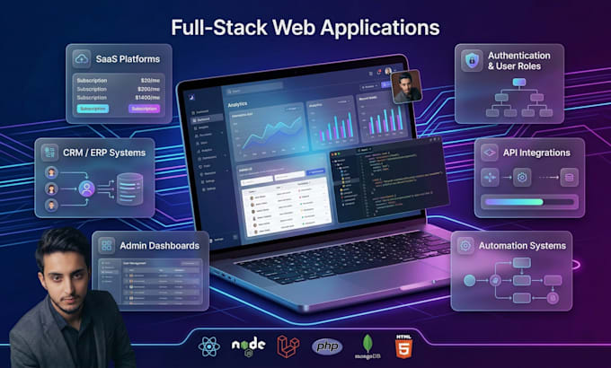 develop a custom full stack CRM, erp, saas, directory or listing, dashboard