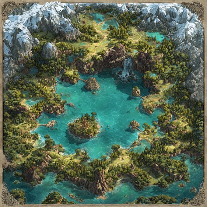 create a fantasy map and  illustration art for you