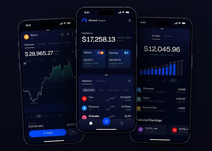 develop secure fintech app decentralized app, crypto app digital wallet app