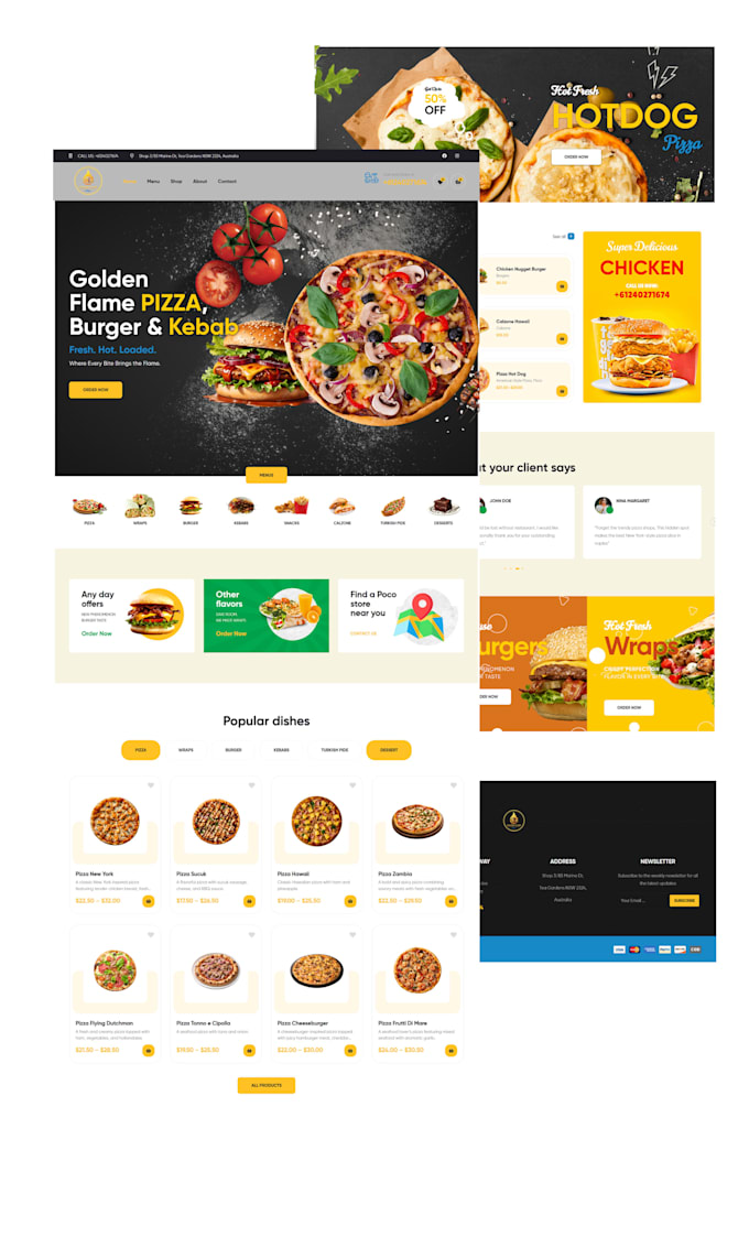 design a restaurant, pizza shop, wordpress website with online ordering