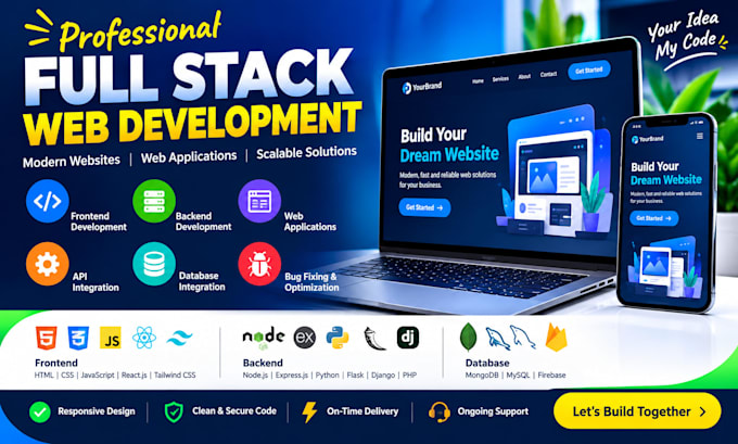 develop a full stack website with frontend and backend development