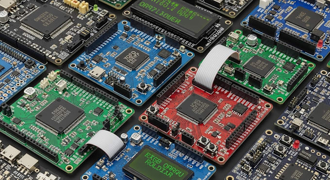 help you to design electronics boards, pcb modules with microcontroller firmware