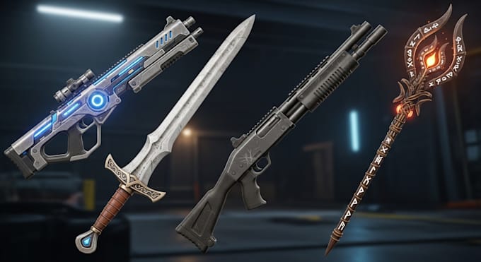 create a realistic 3d gun model, weapon design, weapon model, roblox gun