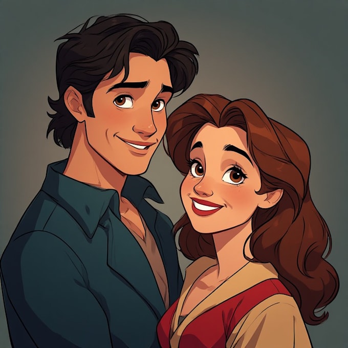 draw romantic cute couple portrait