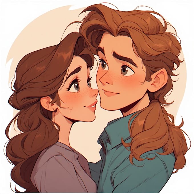 draw romantic cute couple portrait