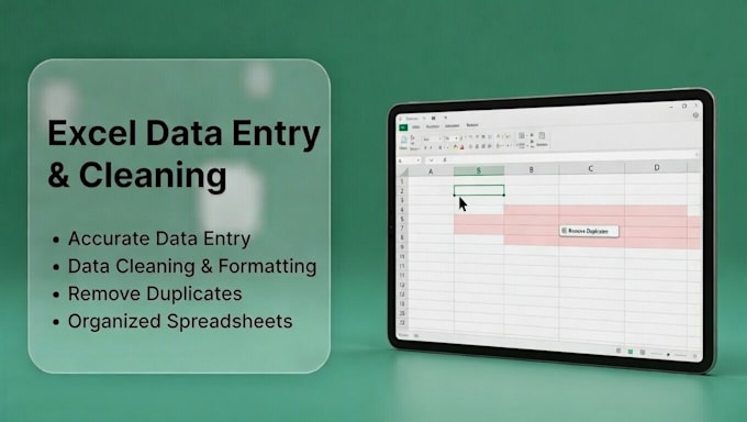 do fast data entry, cleaning and quick analysis in excel 24 hours delivery