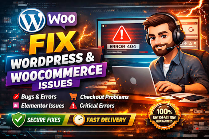 fix wordpress issues, wordpress bug fix, woocommerce errors and elementor issues