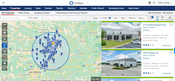 provide commercial real estate properties using costar