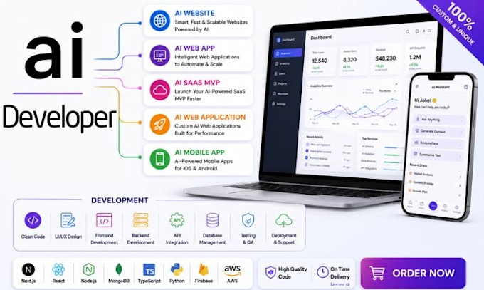 develop ai website, ai web app, ai saas mvp, ai web application, ai mobile app