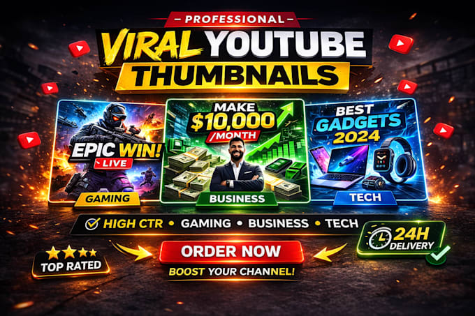 do youtube thumbnail design high CTR viral views business gaming tech
