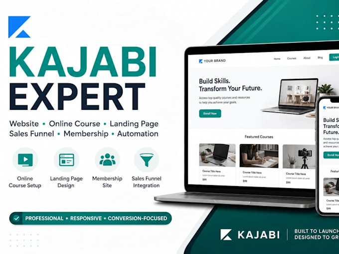 kajabi online course, website, kajabi landing page on kajabi