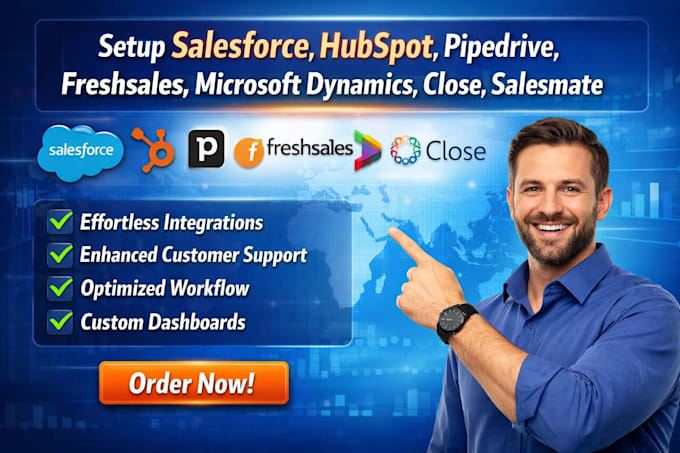 setup salesforce hubspot pipedrive freshsales microsoft dynamics close salesmate