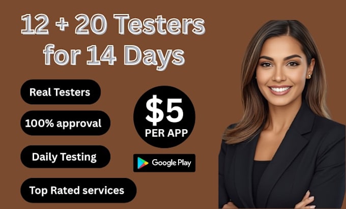 provide 12 testers closed testing 20 testers mobile app testing 12 testers
