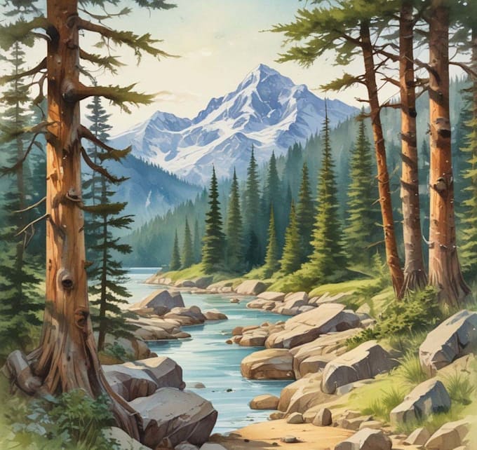 create hand drawn watercolor illustrations from nature