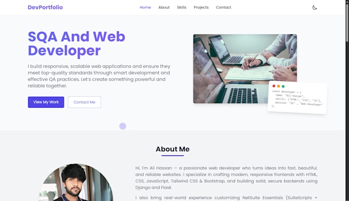 develop business portfolio website using django and flask