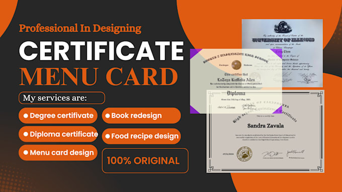 design diploma, ged, degree, college certificate, or transcript