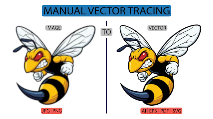 do manual vector tracing and convert image to ai, eps, svg