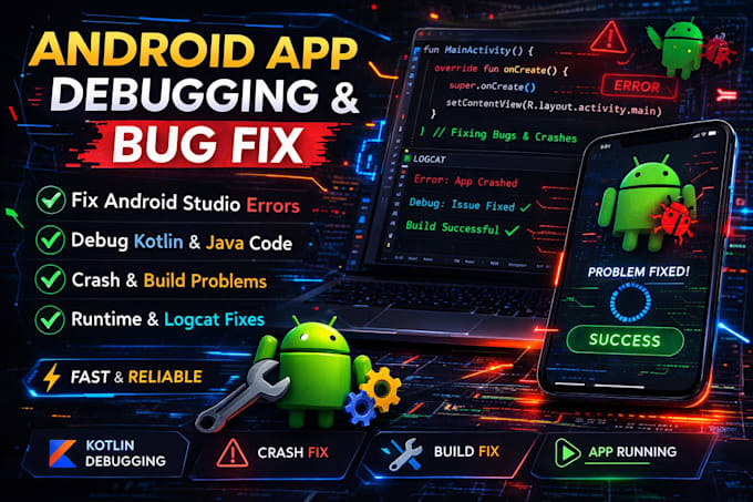 fix bugs, crashes and errors in android studio