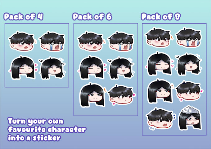 create character sticker pack for print and stream