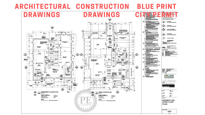 do architectural drawings and construction blueprints for city permits