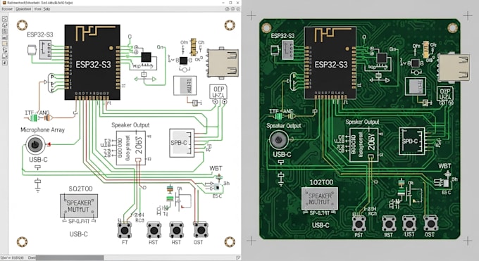 Design esp32 s3 voice assistant pcb with kicad and gerber files by ...