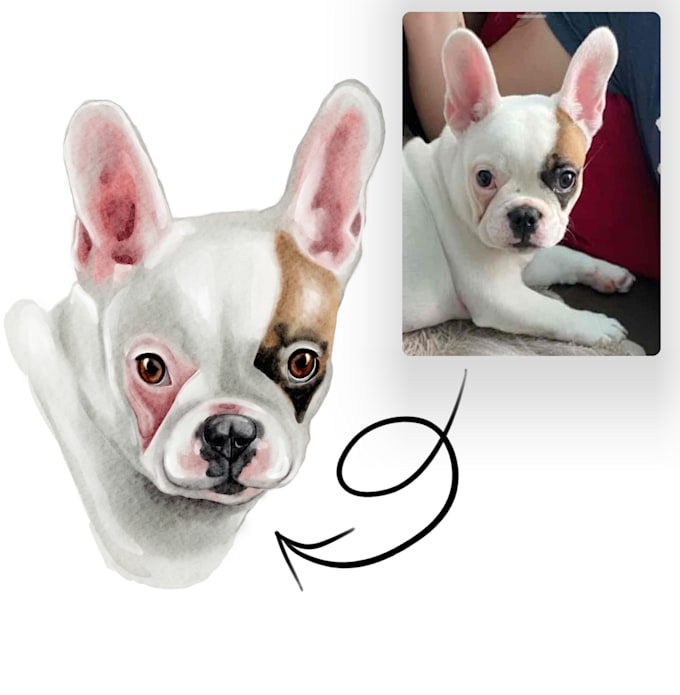 draw cute watercolor pet portrait