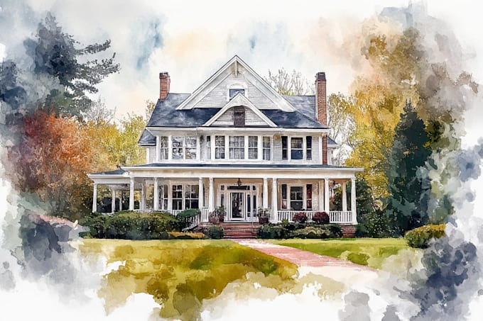 watercolor a house portrait