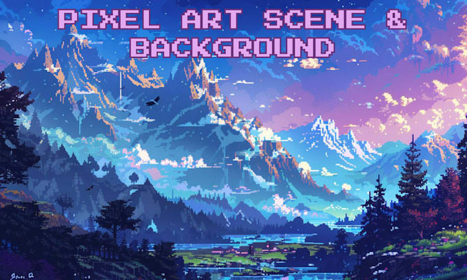 create custom pixel art environment, background, landscape, scene and animation
